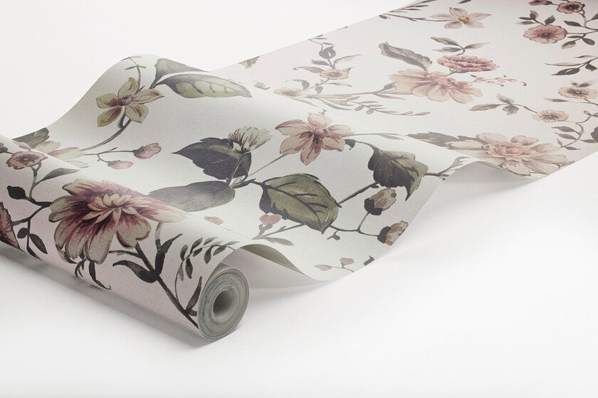 Marion's Mural blommig med benvit botten