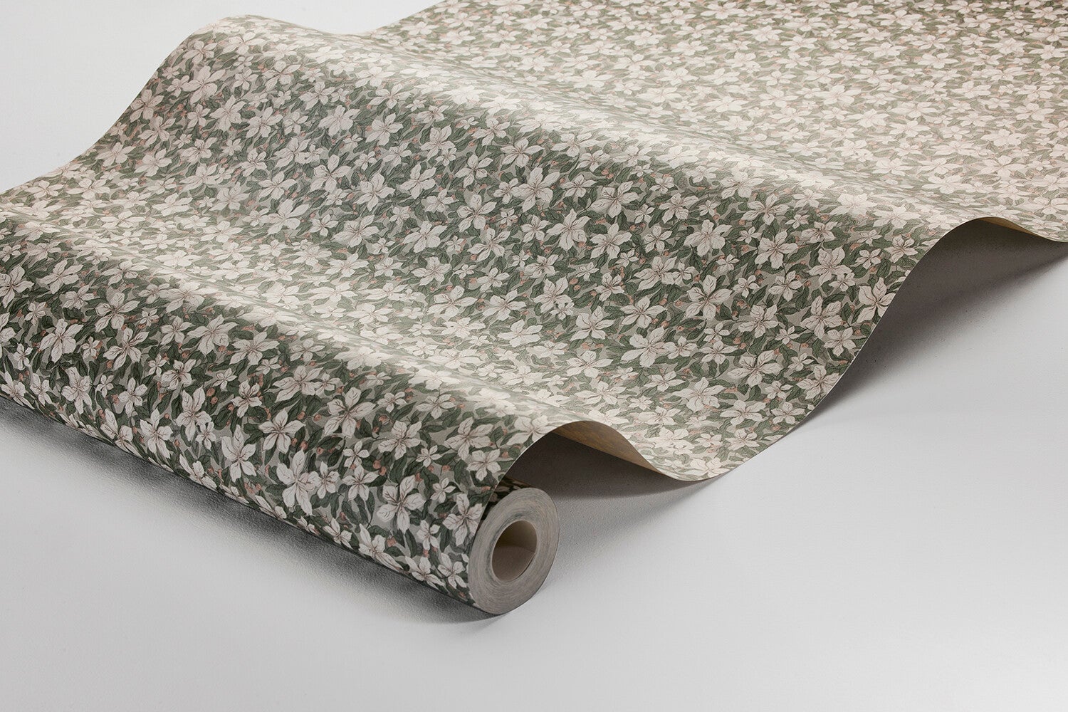Skogsblomst, beige och grön tapet