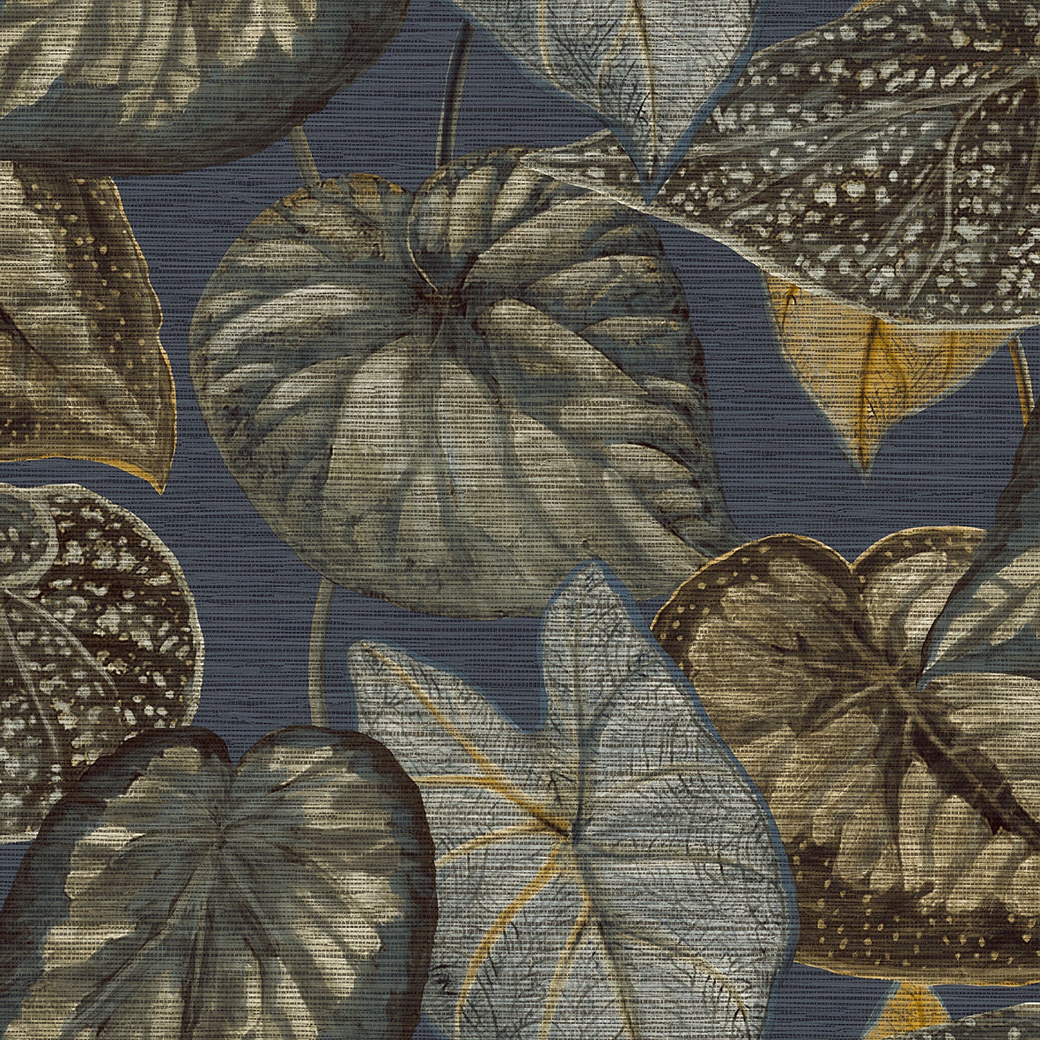 Tropical Leaves, blå tapet