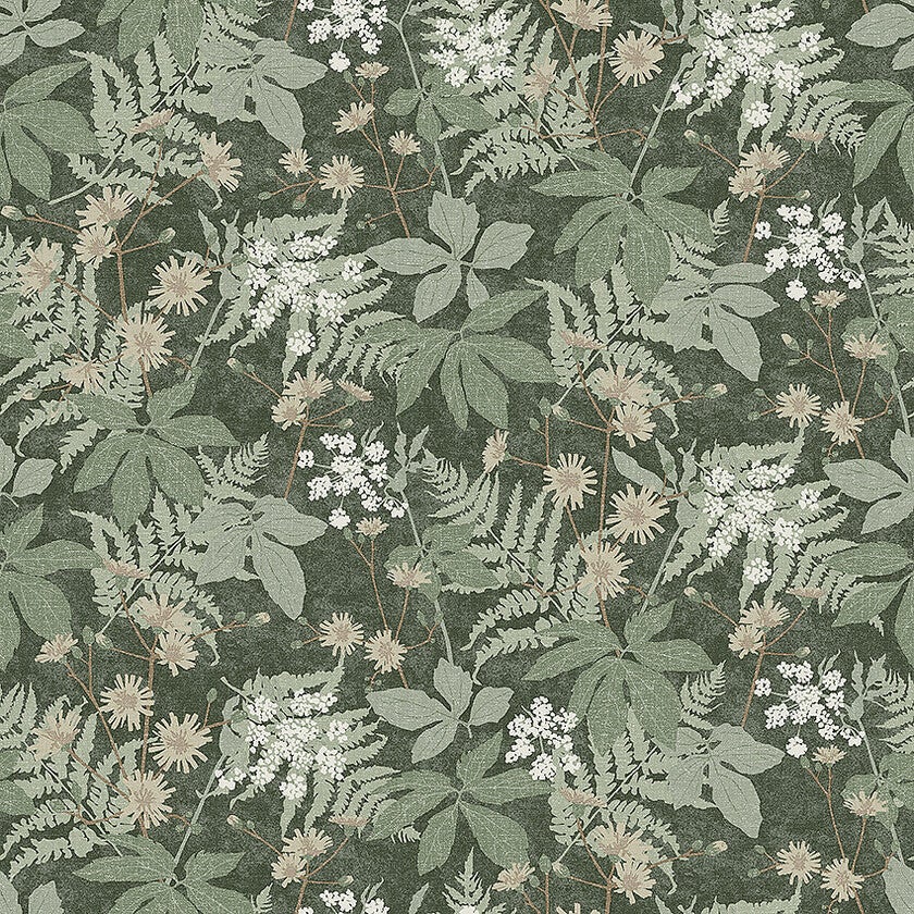 Lindskog, tapet i grön