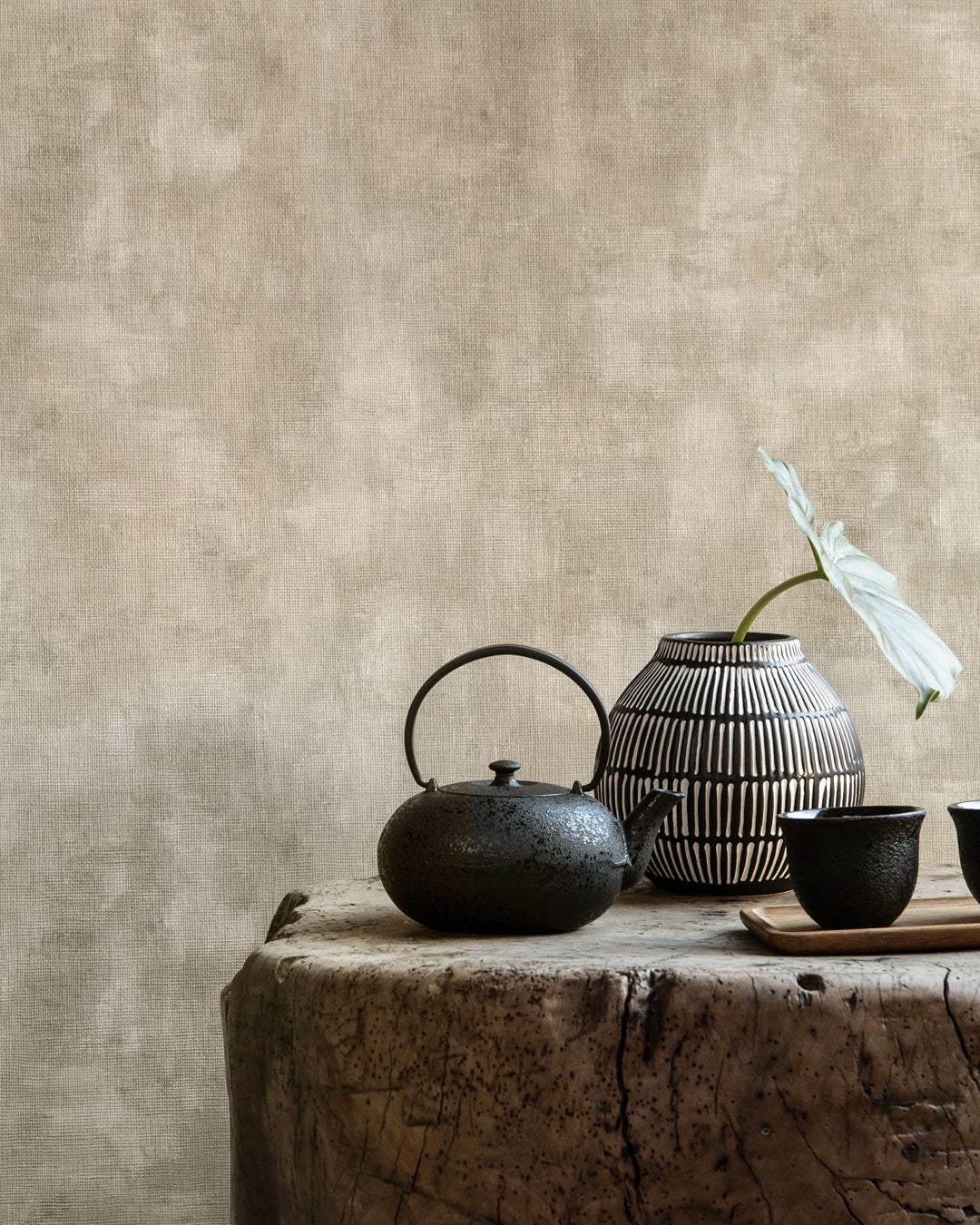 Textile Plain, gråbeige tapet