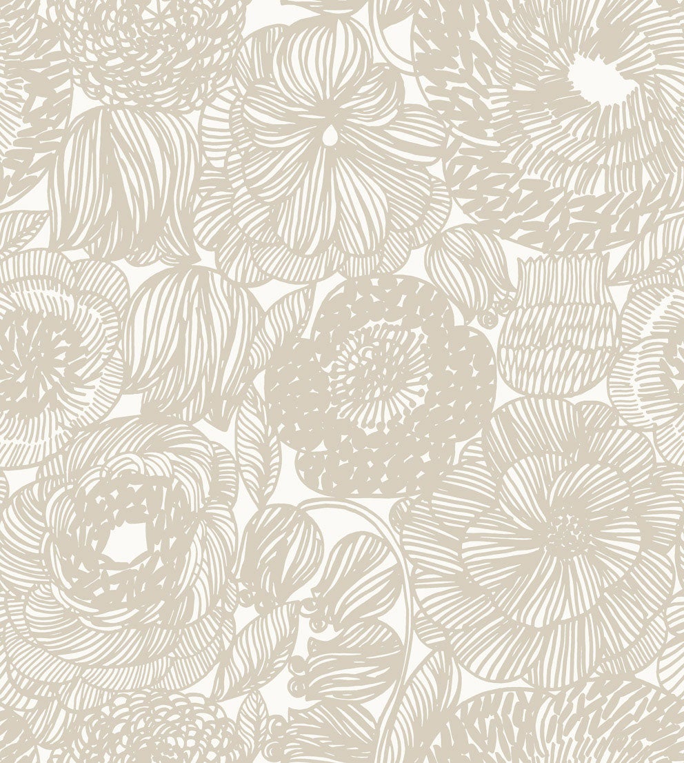 Marimekko Kurjenpolvi,  beige tapet