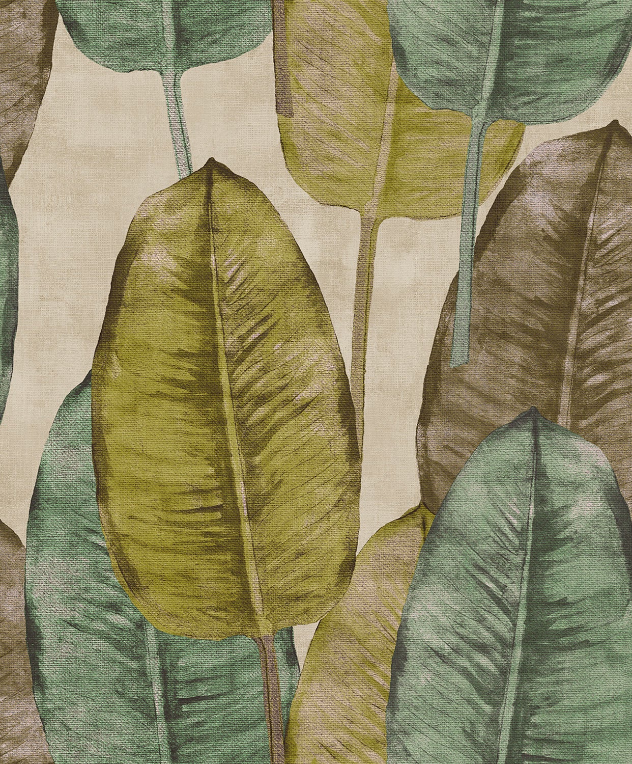 Rubber Tree, grönbeige tapet