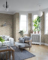 Trädgårdsblommor, grön tapet